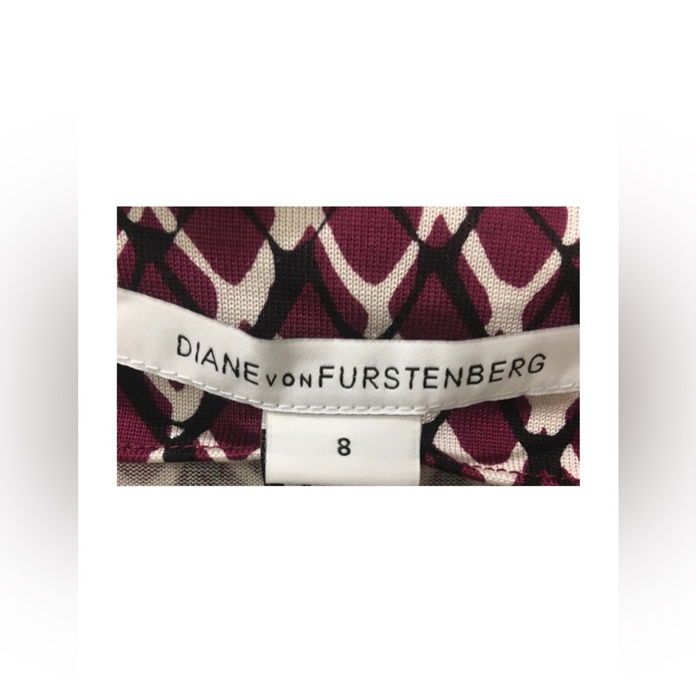 Diane Von Furstenberg Burgundy and White Wrap Dress - Picture 6 of 12